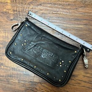 Harley-Davidson Ladies Black Leather Clip-on Pouch with Gold Accents